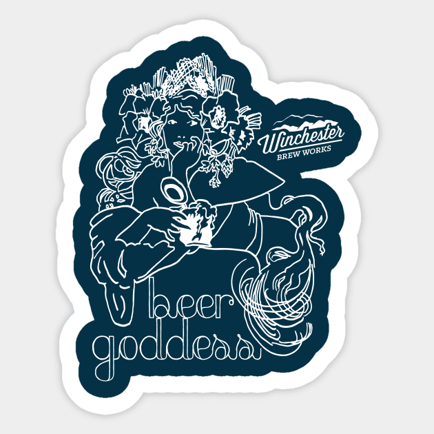 Beer Goddess (light ink) Sticker by Winchester Brew Works